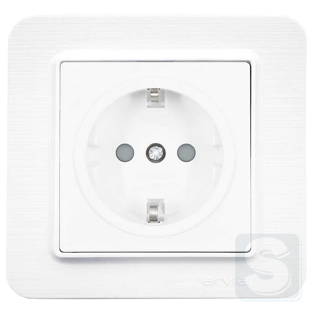 Розетка с заземлением и шторками 16A/220V Arvia Electric Lavin Белый